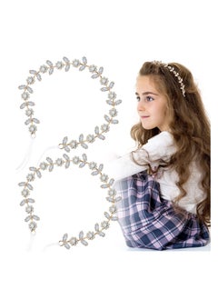 Flower Girl Headbands Bridal Headband Crystal Girl Headpieces Princess Headbands Rhinestone Leaves Headpieces Hair Accessories for Girls Toddlers Teenagers Birthday Party Supplies (2 Pieces Gold)