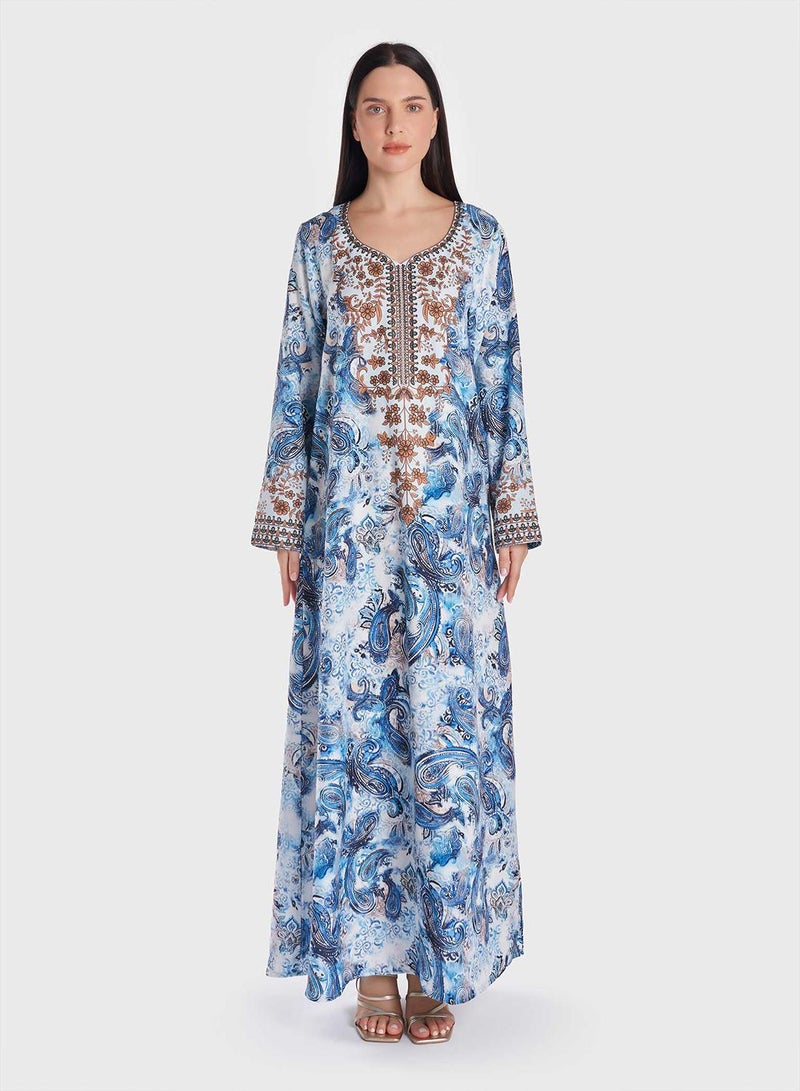 كشخة جلابية رايون بطبعة بيزلي ديجيتال سباركل - Image 1