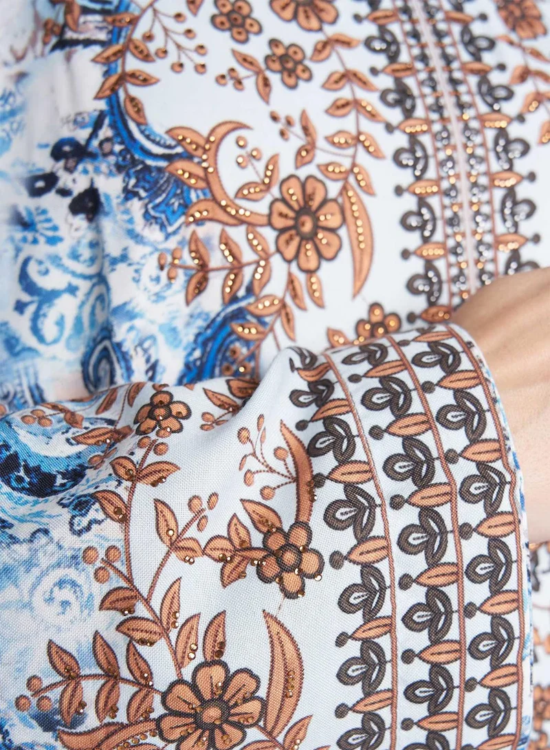 KASHKHA Rayon Digital Sparle Paisley Print Jalabiya