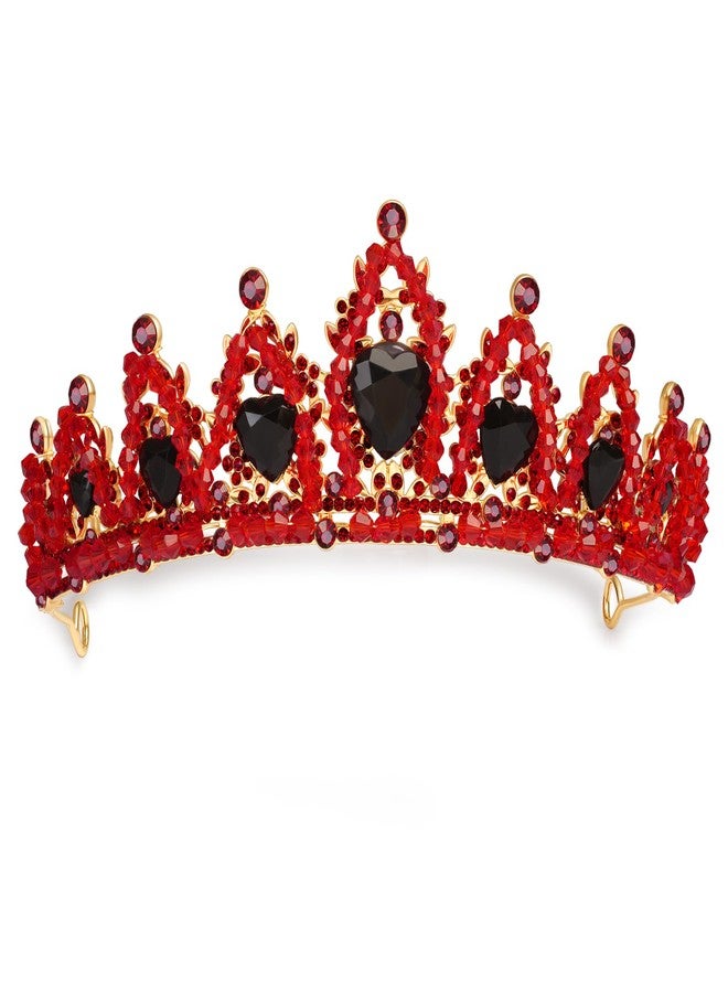 Botrinal Queen of Hearts Crown, Red Rhinestone Crystal Wedding Tiara, Descendant 4 Rise of Red Cosplay Costume - Image 1