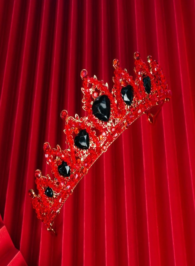 Botrinal Queen of Hearts Crown, Red Rhinestone Crystal Wedding Tiara, Descendant 4 Rise of Red Cosplay Costume - Image 2