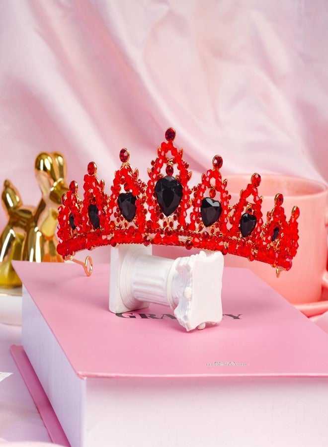 Botrinal Queen of Hearts Crown, Red Rhinestone Crystal Wedding Tiara, Descendant 4 Rise of Red Cosplay Costume - Image 4