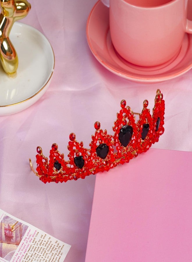 Botrinal Queen of Hearts Crown, Red Rhinestone Crystal Wedding Tiara, Descendant 4 Rise of Red Cosplay Costume - Image 3