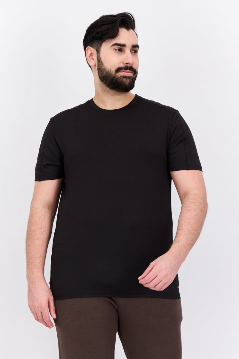 MOTION Men Sportswear Fit Short Sleeve Training T-Shirts, Black - Image 1