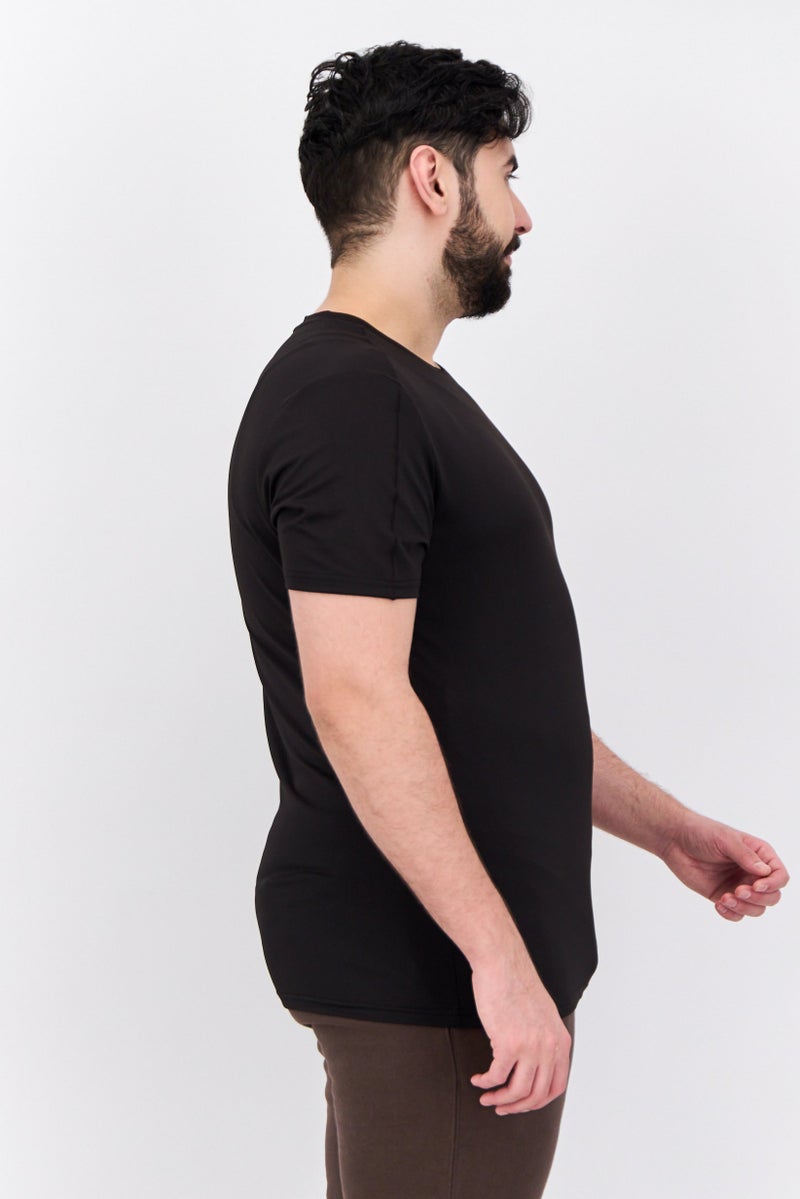 MOTION Men Sportswear Fit Short Sleeve Training T-Shirts, Black - Image 2