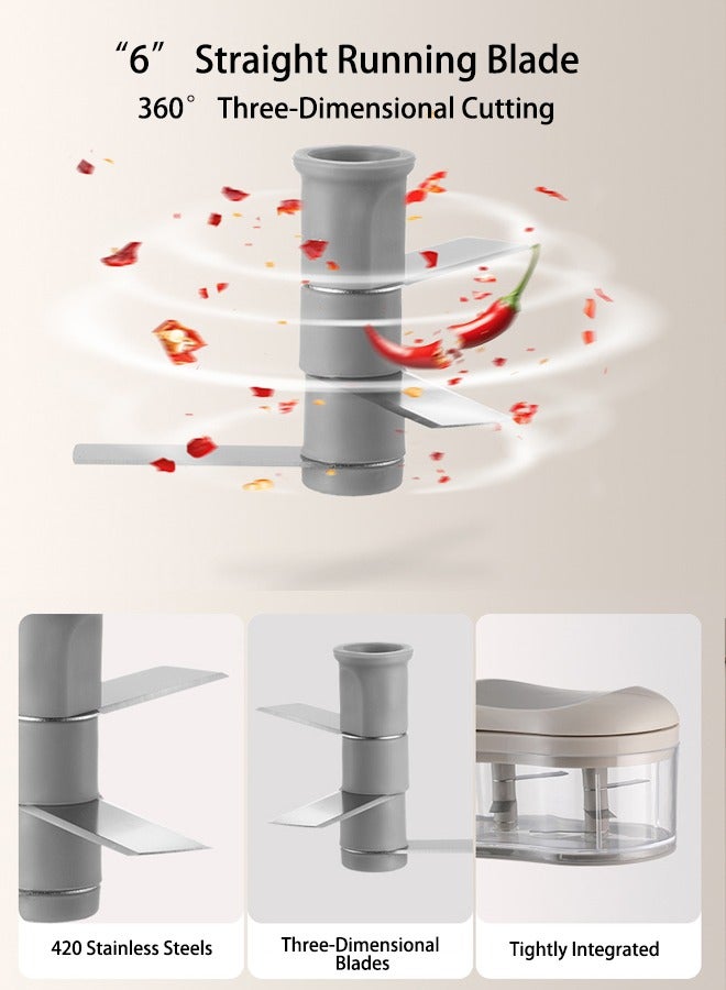 Multi-functional hand-push food chopper, mini portable vegetable chopper, complementary food blender, food processor for vegetables, fruits, meat, spices, etc.  - Image 3