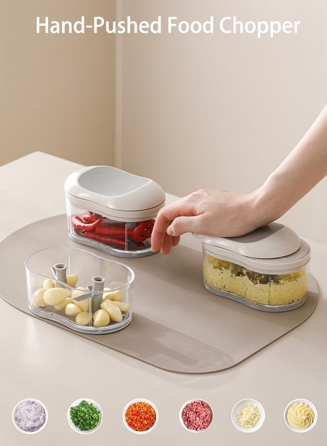 Multi-functional hand-push food chopper, mini portable vegetable chopper, complementary food blender, food processor for vegetables, fruits, meat, spices, etc.  - Image 1