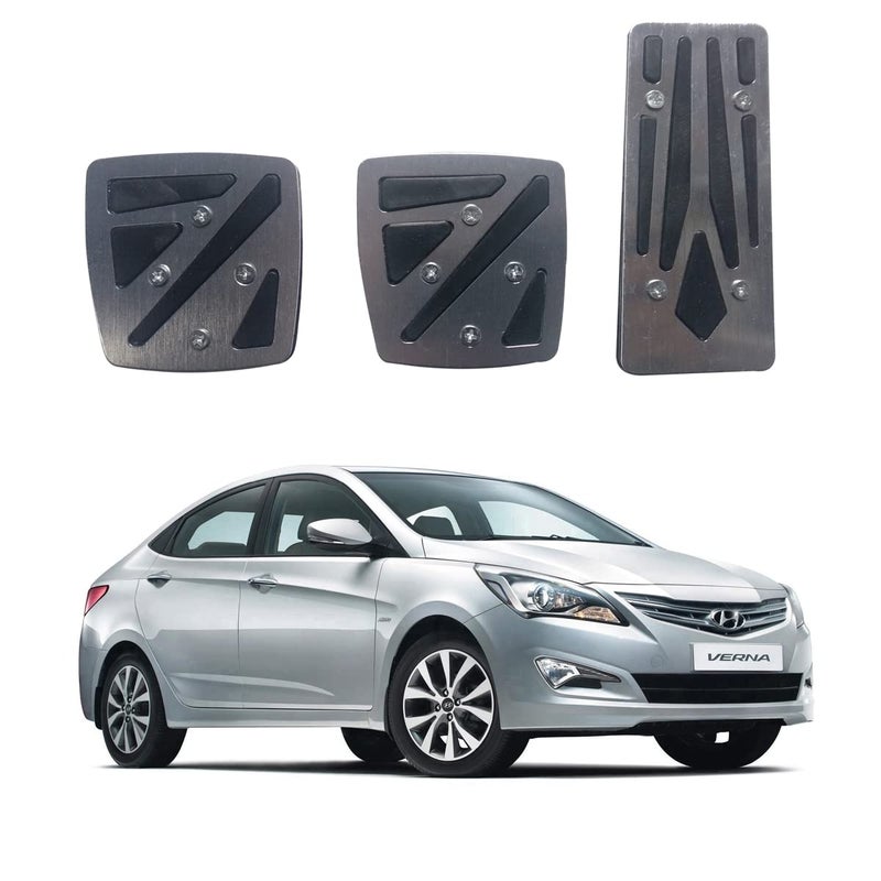 Oshotto مجموعة أغطية دواسات السيارة اليدوية CS-048 غير قابلة للانزلاق 3 قطع متوافقة مع هيونداي فيرنا فلويديك (رمادي) - Image 1