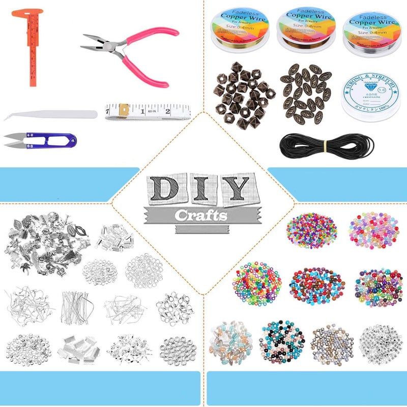 DIY Crafts DIY Crafts 1300 Pcs Kit, Kit, Accessories Jewelry Bracelet Making kit, Beads for Jewelry Making Ring Necklace Bracelet Earrings, DIY Jewelry Making Supplies, Suitable for Gir (1300 Pcs Kit, Kit)  - Image 2