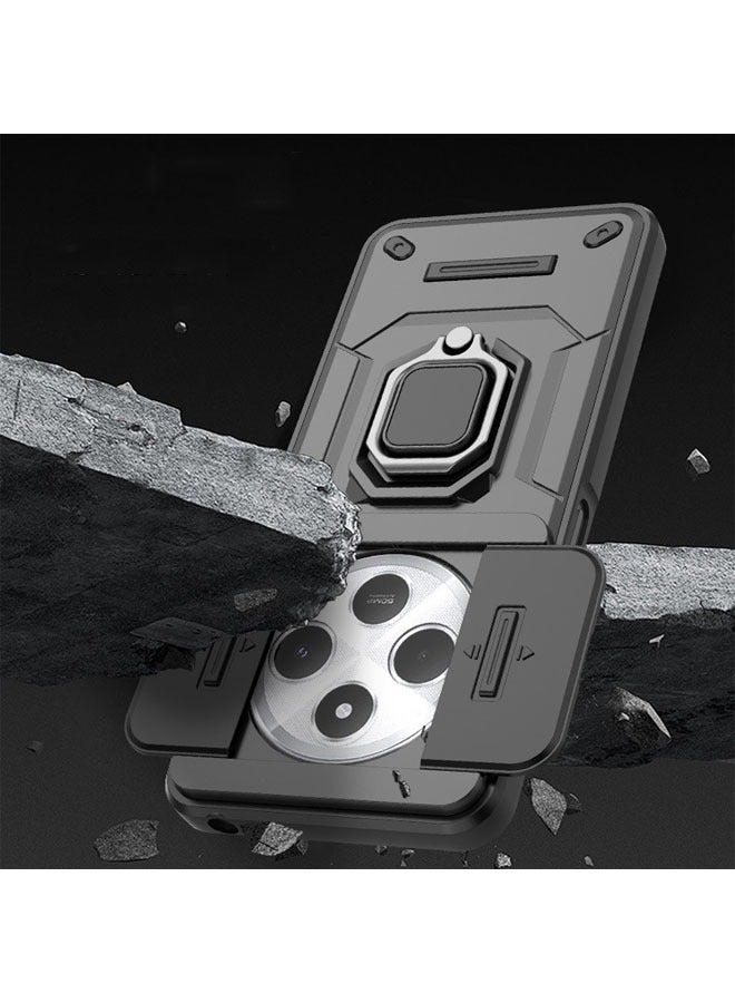 General The sliding mobile phone case is suitable for Redmi 14C protective cover, multi-function ring magnetic car hard shell  - Image 2