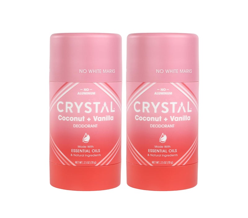 CRYSTAL Deodorant Magnesium Solid Stick Natural Deodorant NonIrritating Aluminum Free Deodorant Safely and Effectively Fights Odor Baking Soda Free Coconut  Vanilla 25 oz Pack of 2 PINK