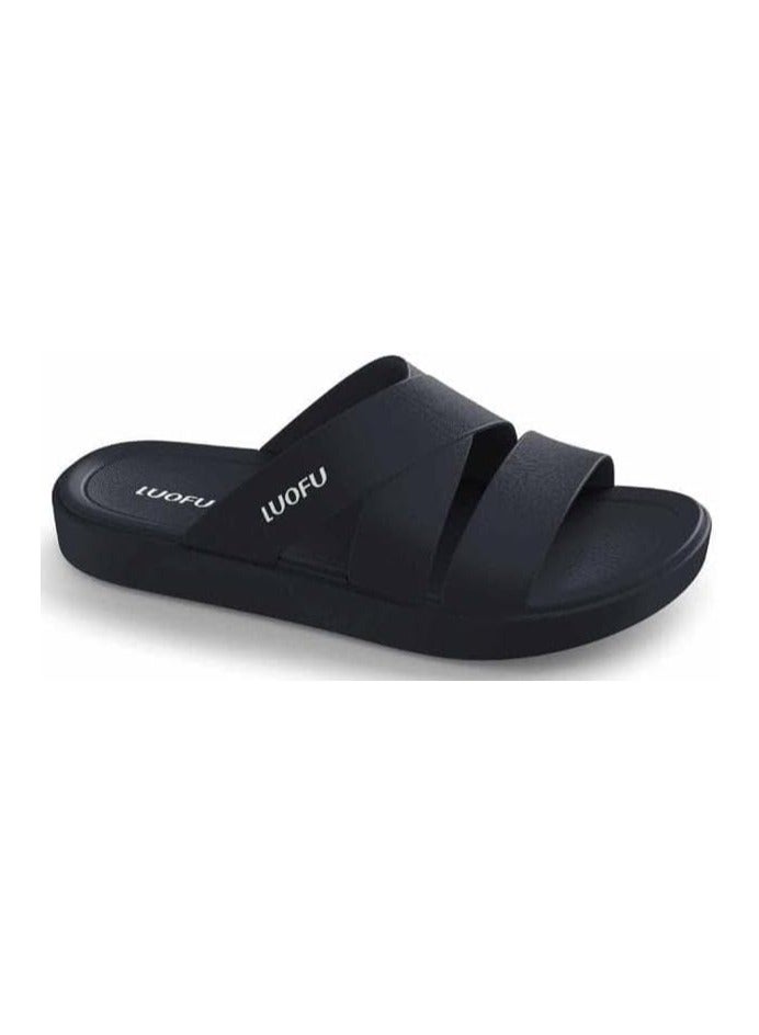 LUOFU Men's Comfortable Cross Strap Slides Sandals | Lightweight Casual Slippers | Summer Footwear 