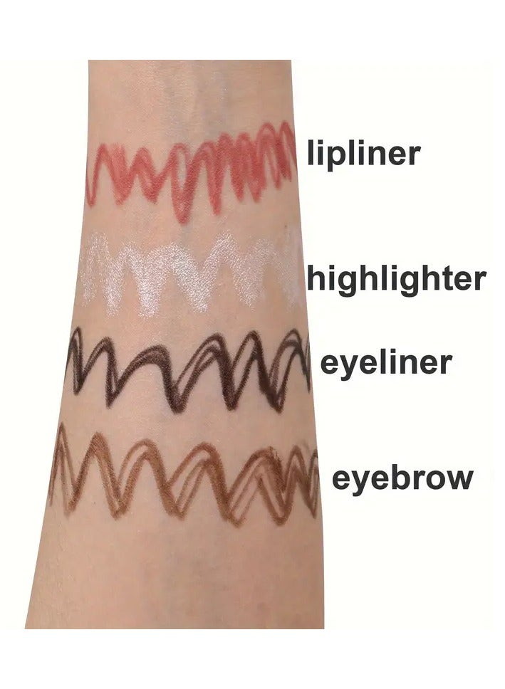 DubaiGallery Waterproof Eyeliner Highlighter Lip Liner All In One Multicolor Pen Eyebrow Pencil 4-in-1 Makeup Pen - Image 4