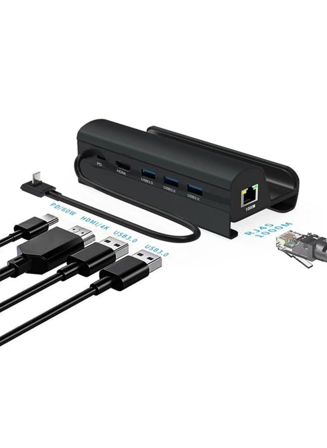 Chixing - 6 in 1 Stream Deck Dock with HDMI 2.0 4K@60Hz, Docking Station for Steam Deck ROG Ally, 1000Mbps Gigabit Ethernet, 3 USB-A 3.0 and Full Speed Charging USB-C Port Compatible with Valve Steam Deck - Image 1
