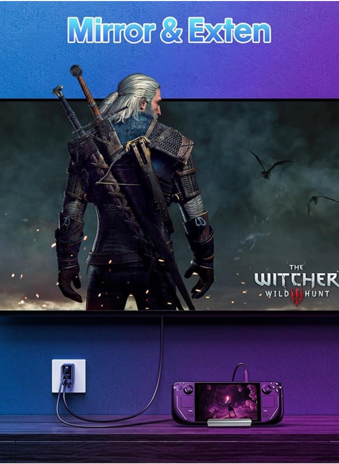 Chixing - 6 in 1 Stream Deck Dock with HDMI 2.0 4K@60Hz, Docking Station for Steam Deck ROG Ally, 1000Mbps Gigabit Ethernet, 3 USB-A 3.0 and Full Speed Charging USB-C Port Compatible with Valve Steam Deck - Image 1