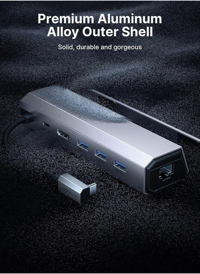 Chixing - 6 in 1 Stream Deck Dock with HDMI 2.0 4K@60Hz, Docking Station for Steam Deck ROG Ally, 1000Mbps Gigabit Ethernet, 3 USB-A 3.0 and Full Speed Charging USB-C Port Compatible with Valve Steam Deck - Image 1