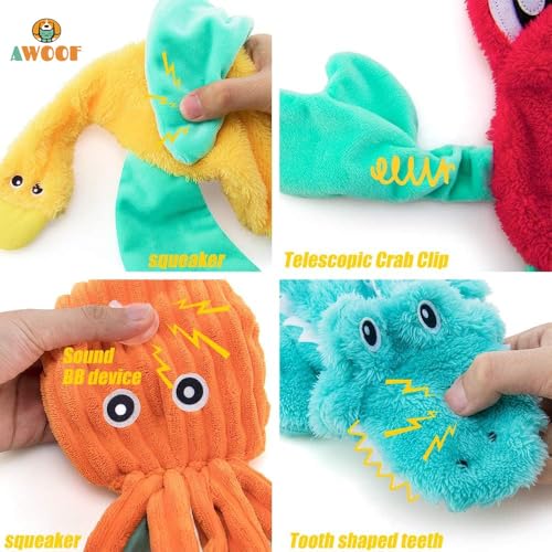 AWOOF 5 Pack Dog Squeaky Toys - No Stuffing, Durable Chew Toy Set for Puppy, Small to Large Dogs - Image 2
