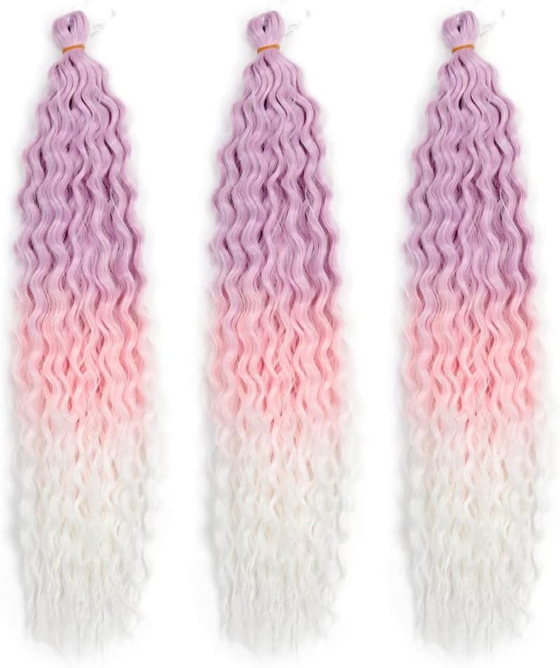 DSOAR 22 Inch 3 Packs Deep Twist Crochet Hair Ocean Wave Curly Bohemian Crochet Braids Deep Wave Hair Bundles Synthetic Hair Extensions for Women Girls - Image 4
