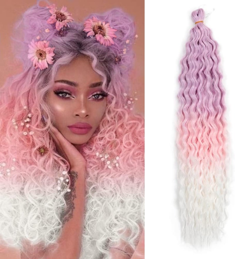 DSOAR 22 Inch 3 Packs Deep Twist Crochet Hair Ocean Wave Curly Bohemian Crochet Braids Deep Wave Hair Bundles Synthetic Hair Extensions for Women Girls - Image 1
