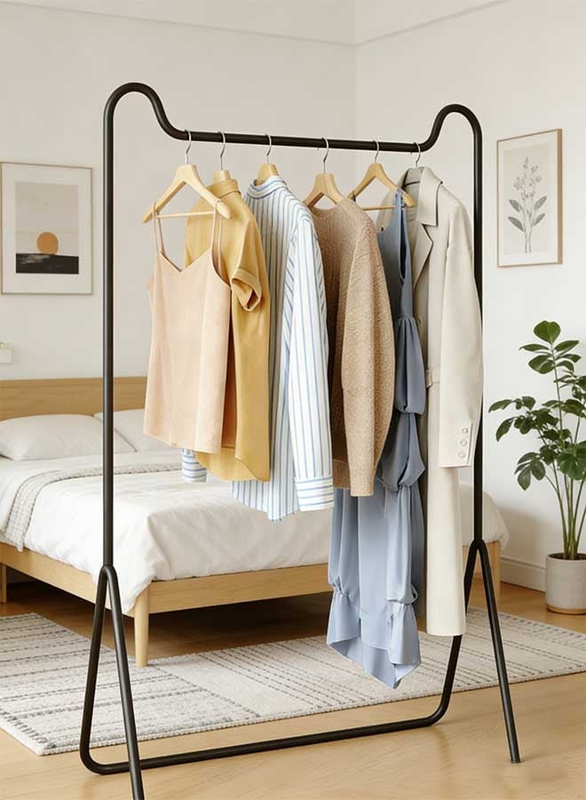 RAWAID Freestanding Clothes Rack Black 80x40x160cm, Metal Garment Rack with Hanging Rod, Modern Minimalist Clothing Stand for Bedroom Entryway, Space Saving Organizer for Clothes Bags Shoes - Image 5