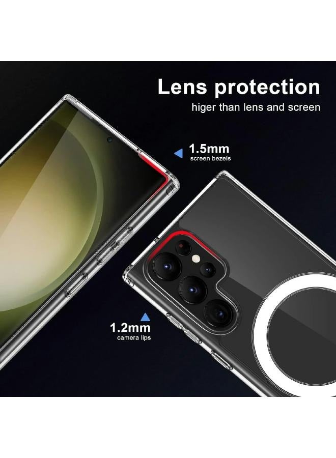 حافظة جالكسي شفافة لموبايل سامسونج جالكسي اس 24 الترا (Samsung Galaxy S24 Ultra)، متوافق مع ماغ سيف للشحن اللاسلكي، حافظة رفيعة للغاية مضادة للصدمات وشفافة 6.8 انش (2024) - Image 2