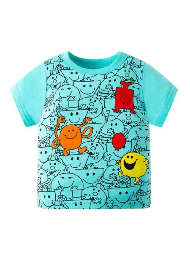YUNIQEE Green Printed Short Sleeve Crew Neck T-Shirt
