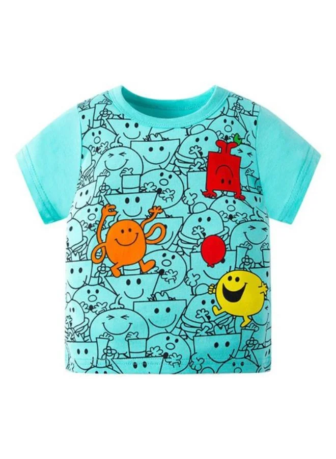 YUNIQEE Green Printed Short Sleeve Crew Neck T-Shirt