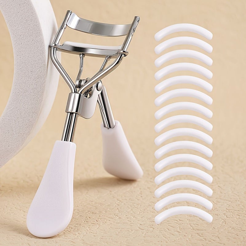 16 Piece Portable Eyelash Curler and Pads Set Gold Black Stainless Steel Curved Handle Eyelash Curl Tool No Harm To Eyelashes For Women - Image 1