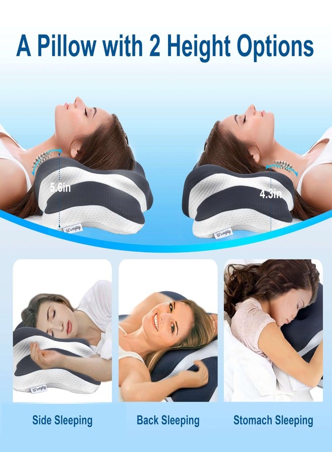 WENGTY Pain Relife Cooling Pillow for Neck Support Adjustable Cervical Pillow Odorless Memory Foam Contour Ergonomic Design Pillows, Side Back Stomach Sleeper with Pillowcase - Image 2