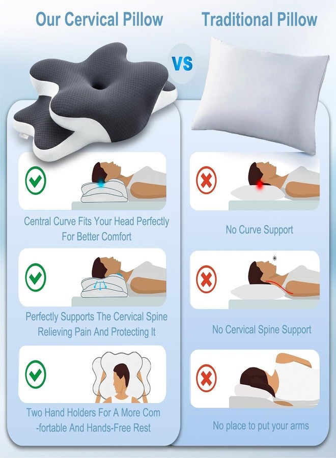 WENGTY Pain Relife Cooling Pillow for Neck Support Adjustable Cervical Pillow Odorless Memory Foam Contour Ergonomic Design Pillows, Side Back Stomach Sleeper with Pillowcase - Image 3