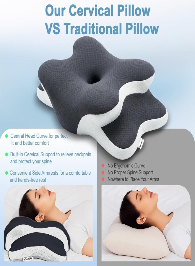 WENGTY Pain Relife Cooling Pillow for Neck Support Adjustable Cervical Pillow Odorless Memory Foam Contour Ergonomic Design Pillows, Side Back Stomach Sleeper with Pillowcase - Image 5
