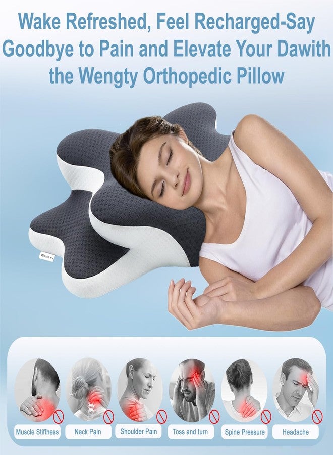 WENGTY Pain Relife Cooling Pillow for Neck Support Adjustable Cervical Pillow Odorless Memory Foam Contour Ergonomic Design Pillows, Side Back Stomach Sleeper with Pillowcase - Image 4
