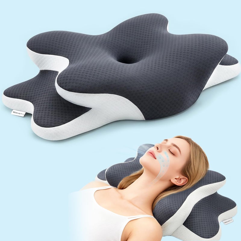 WENGTY Pain Relife Cooling Pillow for Neck Support Adjustable Cervical Pillow Odorless Memory Foam Contour Ergonomic Design Pillows, Side Back Stomach Sleeper with Pillowcase - Image 1