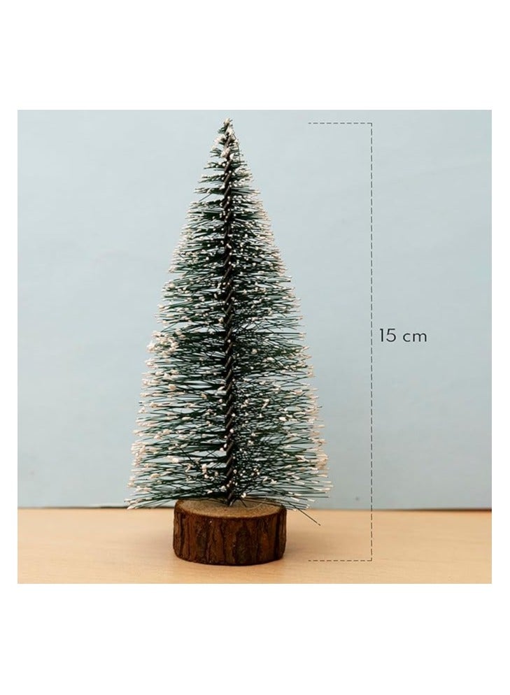 "Christmas tree with snow | 20 cm tall trees | Tree with wooden base | Crystal pine tree | Christmas tree for home decor, corporate gifts, and Christmas celebrations." - Image 2