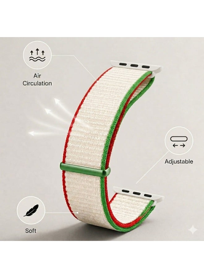 MARGOUN Breathable Nylon Sport Loop Band Compatible with Apple Watch 44mm 45mm 46mm 49mm for Women Men, iWatch Wrist Straps for Ultra 3 2, Se, Series 11 10 9 8 7 - Mint White - Image 4