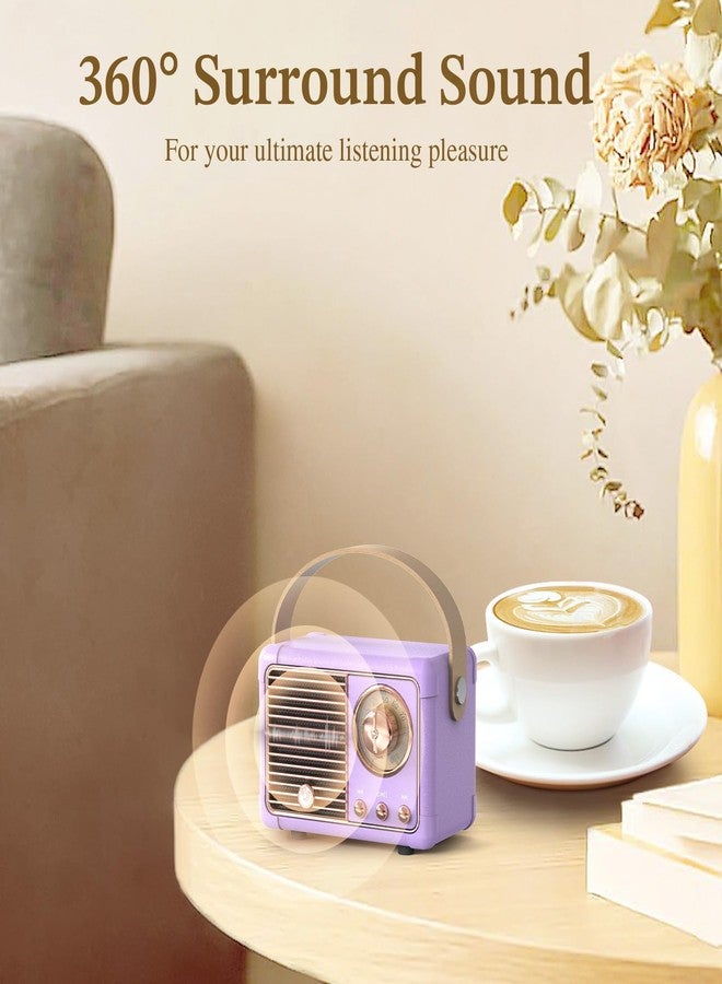 PRUNUS J-999 Retro Bluetooth Speaker,Vintage Decor,Mini Wireless Bluetooth Speaker,Cute Old Fashion Style Support USB/TF Card/AUX for Kitchen Desk Bedroom Office Party Outdoor（Exclusive Purple） - Image 5