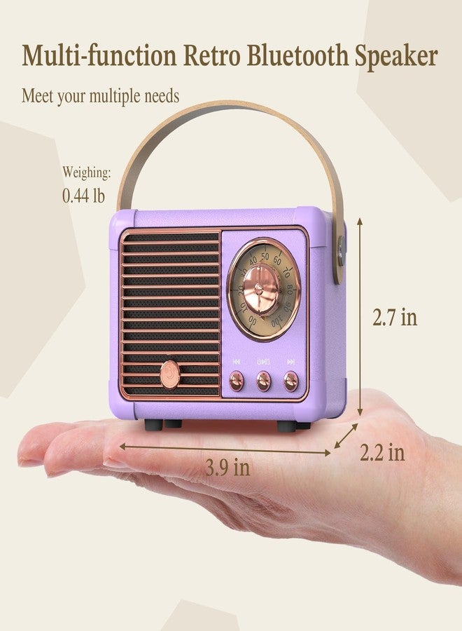 PRUNUS J-999 Retro Bluetooth Speaker,Vintage Decor,Mini Wireless Bluetooth Speaker,Cute Old Fashion Style Support USB/TF Card/AUX for Kitchen Desk Bedroom Office Party Outdoor（Exclusive Purple） - Image 3