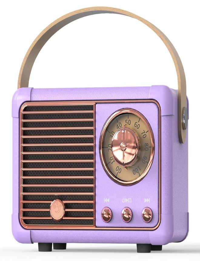 PRUNUS J-999 Retro Bluetooth Speaker,Vintage Decor,Mini Wireless Bluetooth Speaker,Cute Old Fashion Style Support USB/TF Card/AUX for Kitchen Desk Bedroom Office Party Outdoor（Exclusive Purple） - Image 1