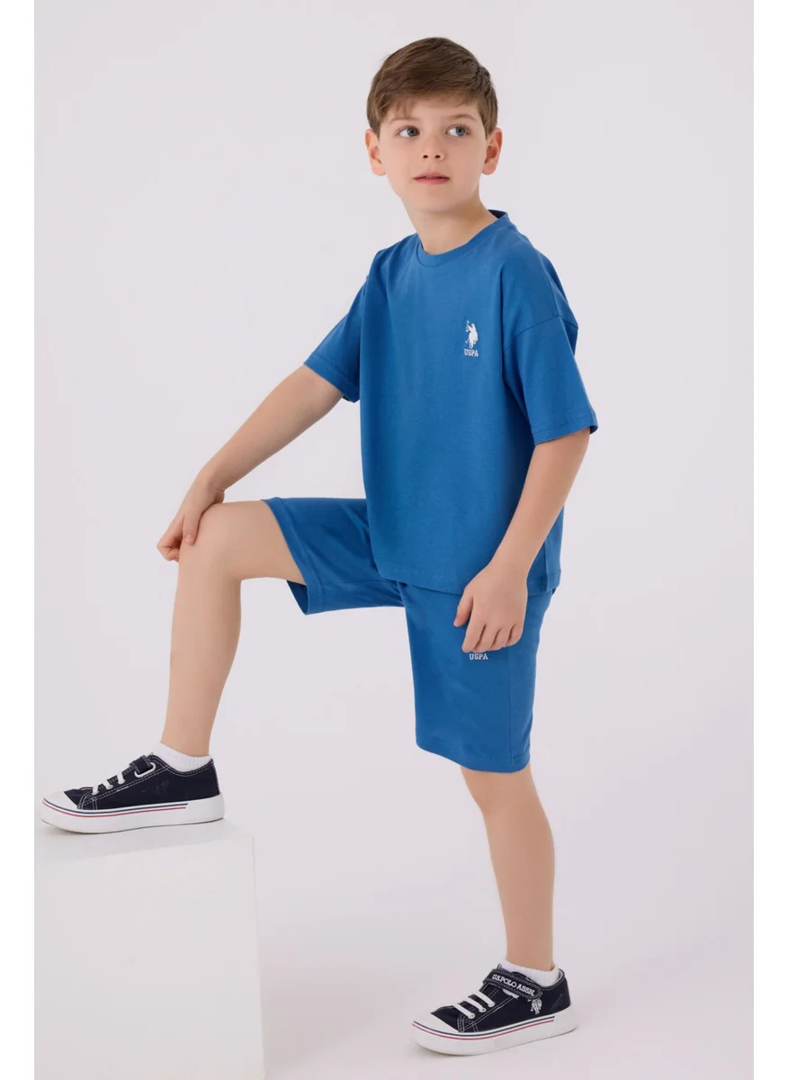 يو اس بولو اسن Boys Light Blue Bermuda Set