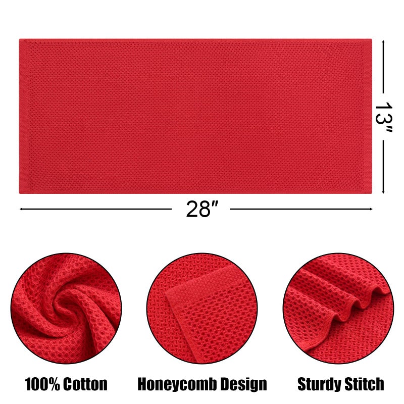 Kitinjoy 100 ٪ من مناشف المطبخ وافل بوكس ​​القطن 8 عبوات فائقة الناعم والامتصاص مناشف أطباق تجفيف أطباق يدوية المطبخ 13 في × 28 باللون الأحمر - Image 3