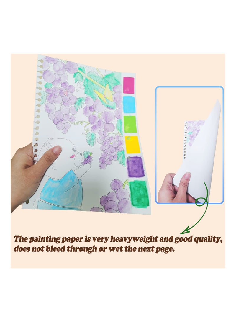 SYOSI Kids Watercolor Painting Book Set, Paint with Water Book for Toddlers Water Coloring Painting Paper with Paint Palette and Brush Art Craft Gift for Drawing - Image 3