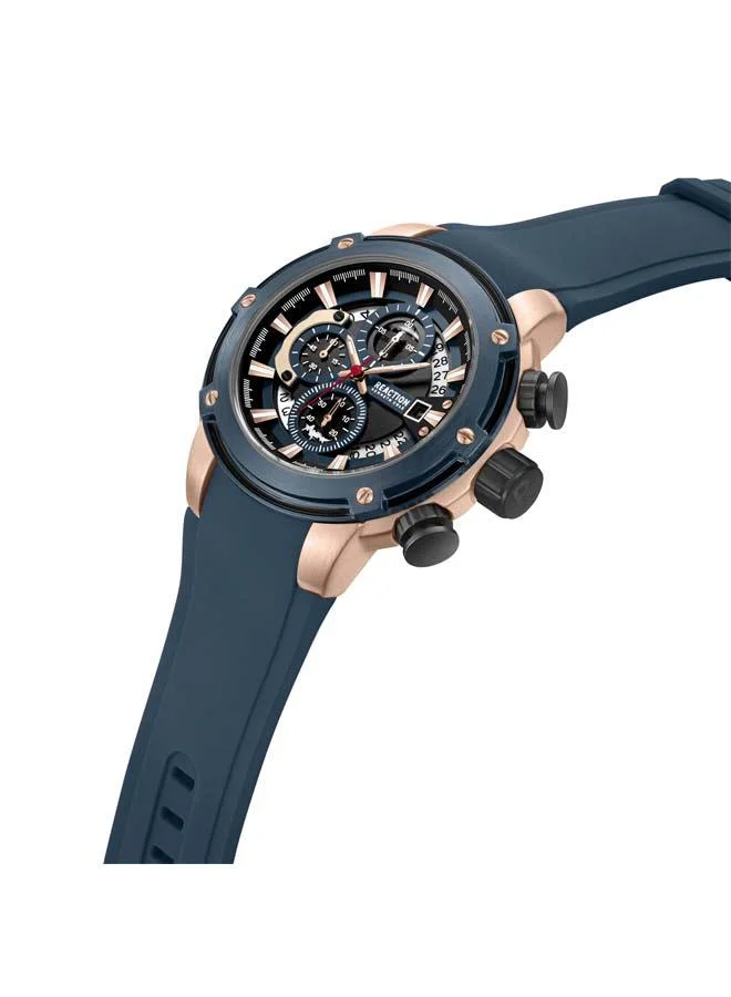 Kenneth Cole Reaction Blue Dial Blue Silicone Strap Chronograph Watch for Men, 56.2mm