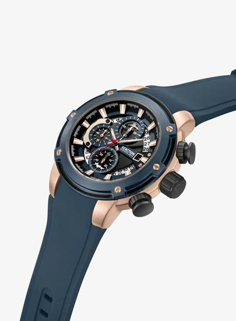 Kenneth Cole Reaction Blue Dial Blue Silicone Strap Chronograph Watch for Men, 56.2mm