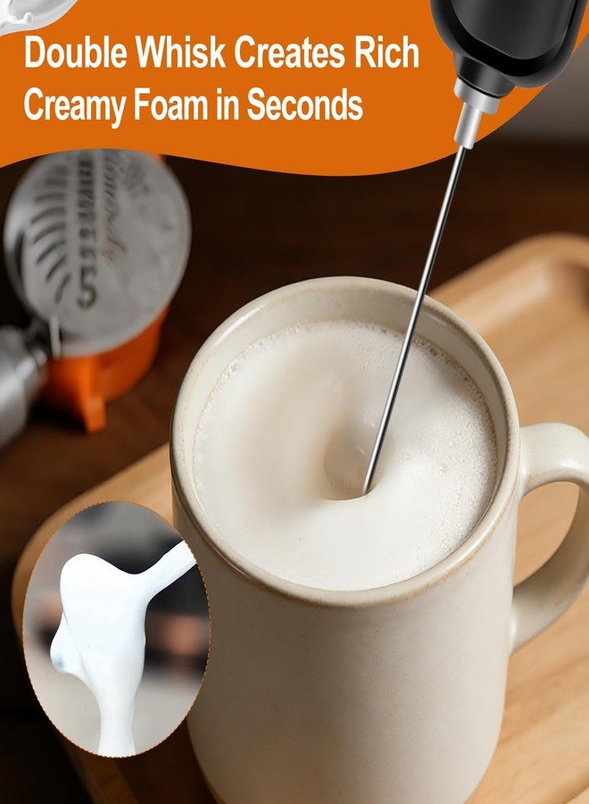 jiaonun Milk Frother Handheld Battery Operated, Double Whisk, Electric Whisk Foam Maker, Handheld Drink Mixer, Mini Frother Wand with Stainless Steel Whisk for Coffee, Cappuccinos, With Stand and Storage Hook - Image 4