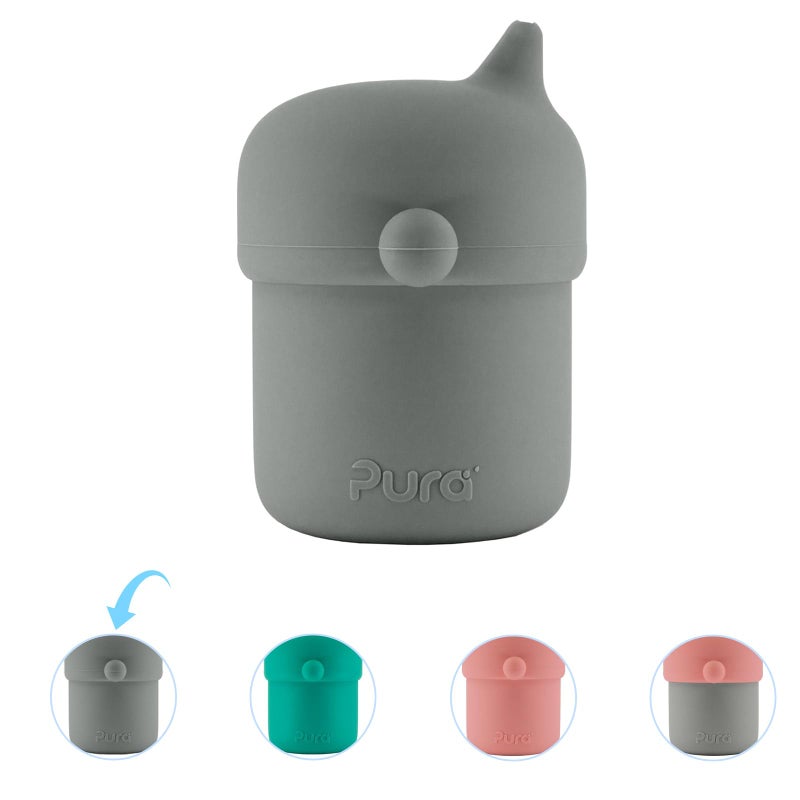 Pura my-my Silicone Sippy Cup 5oz/150ml - Training Cup, Reusable, Platinum Food Grade Medical Grade, Spill Proof Cups for Kids, Toddlers, Babies & Infants (Slate) - Image 1