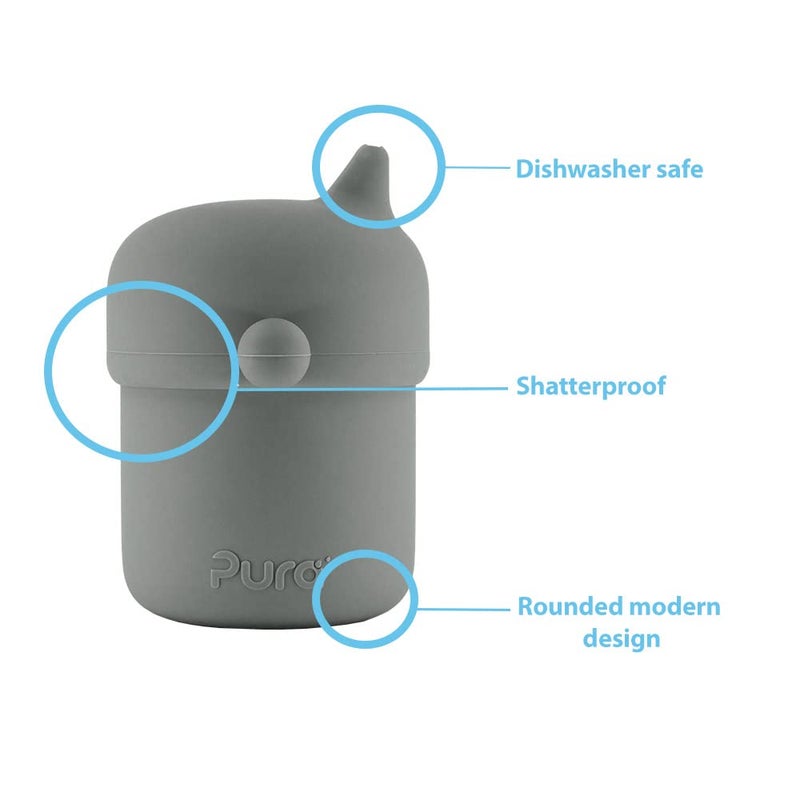 Pura my-my Silicone Sippy Cup 5oz/150ml - Training Cup, Reusable, Platinum Food Grade Medical Grade, Spill Proof Cups for Kids, Toddlers, Babies & Infants (Slate) - Image 2