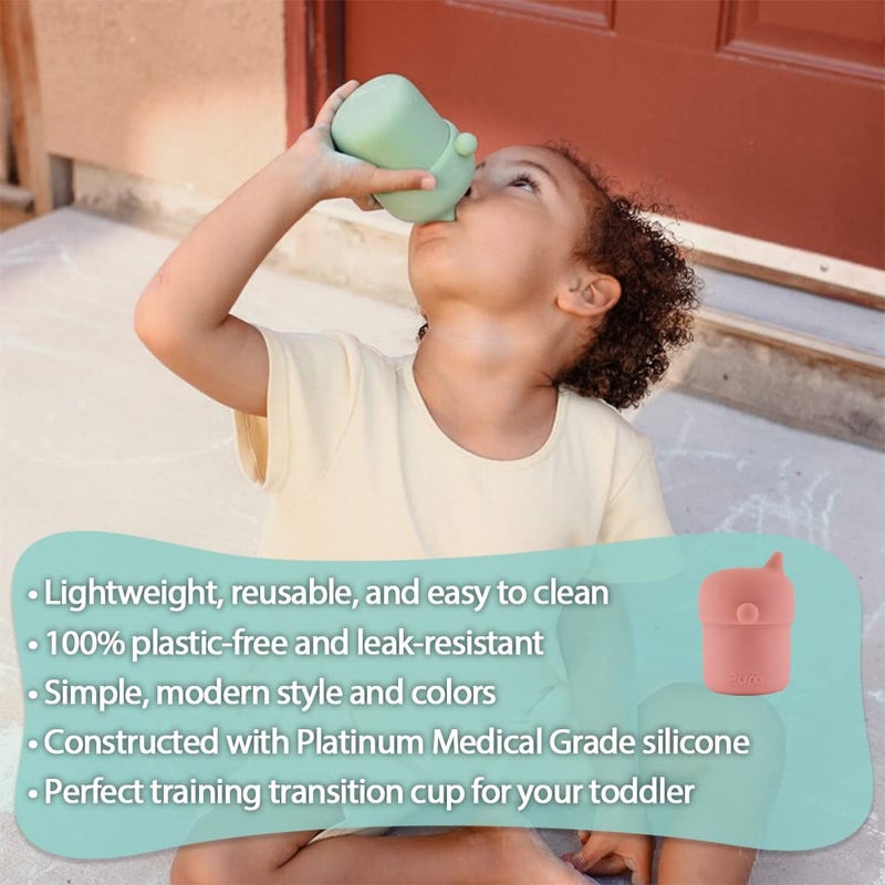 Pura my-my Silicone Sippy Cup 5oz/150ml - Training Cup, Reusable, Platinum Food Grade Medical Grade, Spill Proof Cups for Kids, Toddlers, Babies & Infants (Slate) - Image 4
