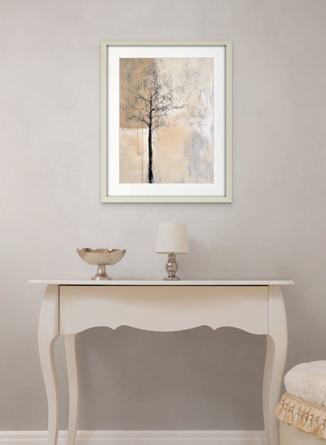 Art Decor Art Decor Neutral Colors Abstract Tree Artwork Cream Beige Grey with Matboard Wall Art Framed Fine Art Wall Décor for Living Room Bedroom Dining Room Office Gifting - Image 1