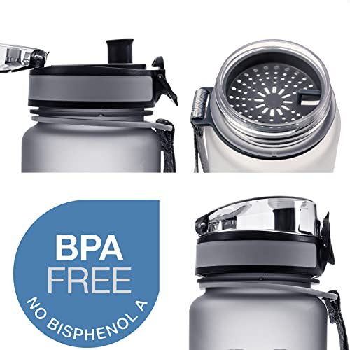 Embrava Best Sports Water Bottle - 32oz Large - Fast Flow, Flip Top Leak Proof Lid - Non-Toxic BPA Free - Safe & Eco-Friendly - Quart (1L) - No Straw, Clear with Strap and Filter - Gym & Workout Ready - Image 3