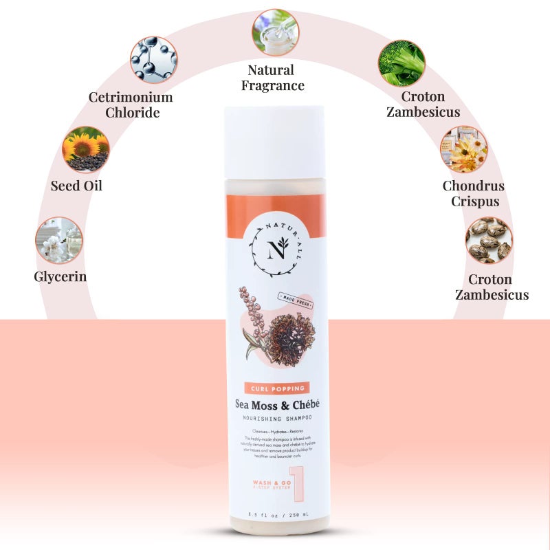 NaturAll Sea Moss Wash & Go Hair Growth Shampoo for Men & Women - Paraben-Free, Sulfate-Free Anti Frizz, Anti Thinning, Volumizing & Clarifying Shampoo for All Hair Types 8.5 Oz - Image 4